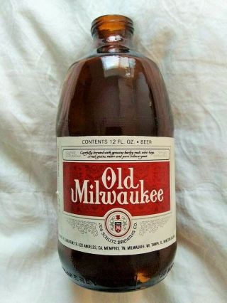 Vintage 12oz Old Milwaukee Beer Glass Bottle Schlitz Brewing Company 1975