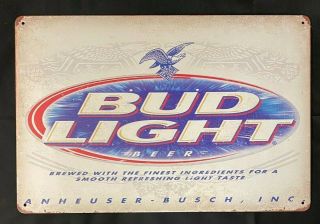 Budweiser Bud Light Beer Vintage Antique Collectible Tin Metal Sign Wall Decor