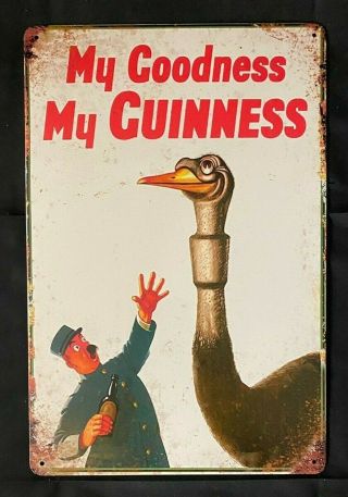Guinness Beer Vintage Antique Collectible Tin Metal Sign Wall Decor