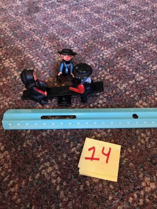 Vintage Cast Iron Amish / Quaker Boy & Girl On A See Saw / Teeter Totter