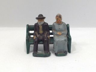 Vintage Cast Iron Woman And Man On Bench Unmarked
