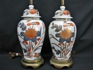 Pair Mid - Century Frederick Cooper Asian Ginger Jar Hand Crafted Table Lamps Usa