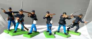 1st Ver.  Britains Deetail 1971 Union Infantry Army Civil War Acw Firing Set Of 6