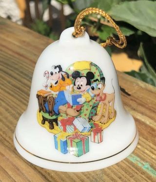 Grolier Disney Christmas Ornament Bell Goofy Donald Duck Pluto 1993 2x2 "