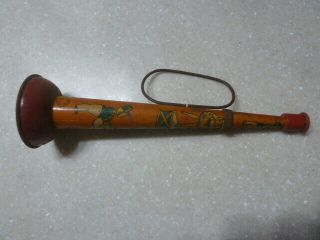 Vintage T.  Cohn Inc Brooklyn Ny Tin Toy Horn Pinocchio Years Eve Noise Maker