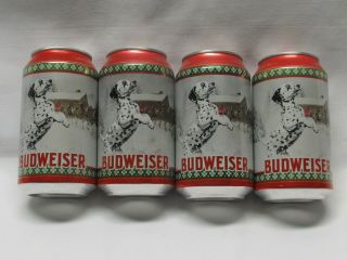 4 Budweiser 2020 Holiday Red Dalmatian Beer Cans 12 Oz Top Opened 4 Of 4