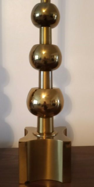 Mid Century Modern Stiffel Tommi Parzinger Brass 3 Stack Lamps Pair VGC Wow 2