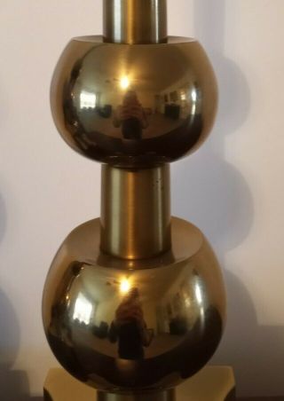Mid Century Modern Stiffel Tommi Parzinger Brass 3 Stack Lamps Pair VGC Wow 3