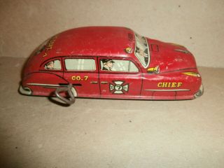 Vintage Lupor Tin Wind Up Fire Dept Chief Co 7 Toy Car