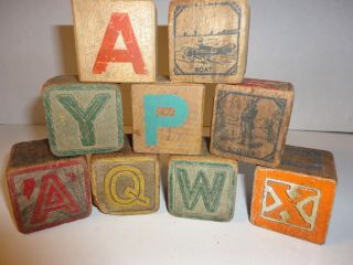 Vintage Wooden Blocks (set Of 9 Cubes Aprox 1.  75 " On Each Side)