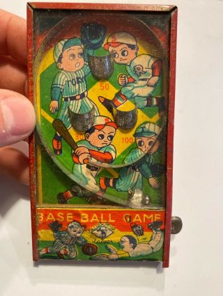 Vintage Handheld Tin Toy Baseball Game Made In Japan