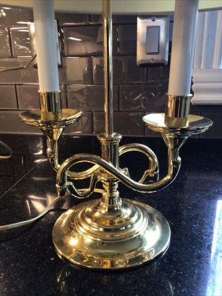 Baldwin Brass Serpentine Bouillotte 2 Arm Candlestick 23 " Trumpet Table Lamp