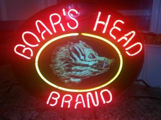 Real Xl Commercial Boars Head Vintage Neon Sign Deli Lighted Advertising 25 X 21