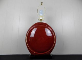 Large Modern Chinese Pottery Table Lamp Sang De Boeuf Oxblood Glaze 29.  5 "