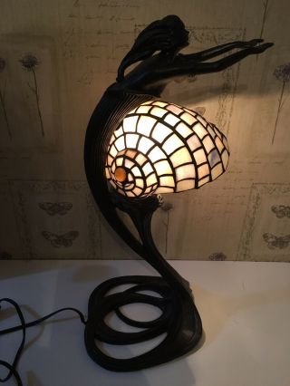 Vintage Art Deco Style 22” Mermaid With Stained Glass Shell Lamp Two - Way Bulb