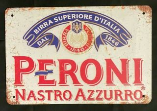 Peroni Italian Beer Vintage Antique Collectible Tin Metal Sign Wall Decor