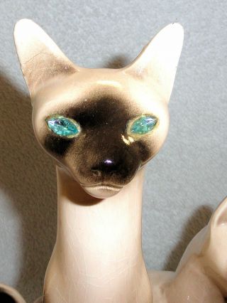 Vtg MCM Retro Siamese Cat TV Lamp Figurine Lane California Jewel Eyes Needs Cord 2