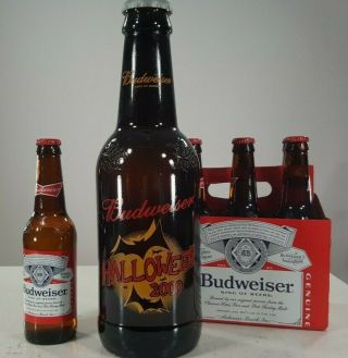 Budweiser Halloween 2000 King Pitcher 15 " Glass Beer Bottle 64 Oz Embossed