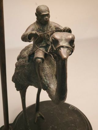 2 Maitland - Smith Bronze Patina Ostrich Riding Monkey Lamp shade 2