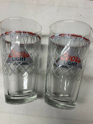2 Coors Light Beer 16 Oz.  Pint Glasses.  Basketball