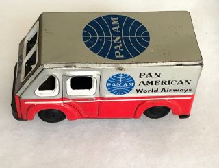 Vintage Pan Am Airways Tin Friction Van (takatoku Japan) Marked T.  T.