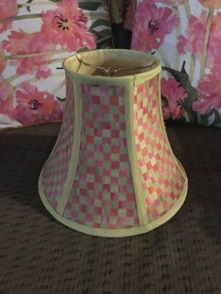 1 Mackenzie Childs Tulip Pink Check Large Light Lamp Shade 9.  5 " Retired & Htf