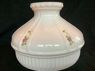 10 " Aladdin White Milk Glass Oil Lamp Shade Hand Painted Purple Flowers Violets