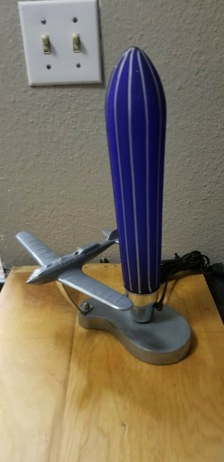 Art Deco Sarsaparilla Blue Airplane Lamp Buy It Now: $100.  00