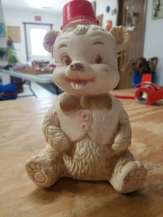 Vintage 1960s Edward Mobley Co.  - Rubber Squeak Toy Teddy Bear - 27