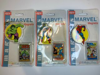 Marvel 1989 Spider - Man Hulk Captain America Fridge Refrigerator Magnets By Arjon