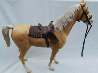 1960 Marx Palomino 13 " Horse W/ Saddle Vintage Horse Toy Western Cowboy