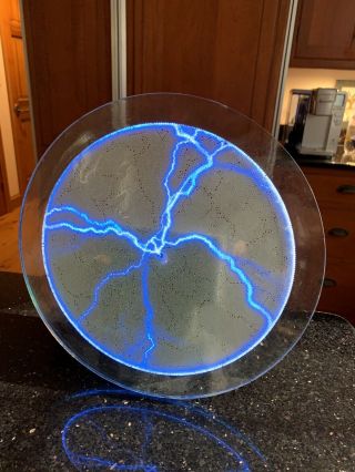 Luminglas 12” Blue Plasma Tesla Lightning Light Disc Touch Sound Reactive Party