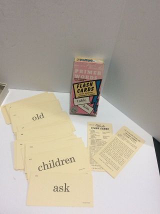 Vintage Gelles Wilmer Primer Words Flash Cards 48 Cards Double Sided