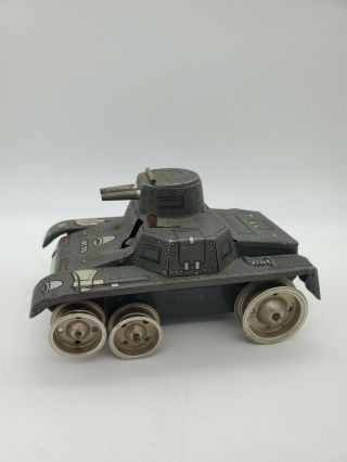 Vtg Rare Gama Tank German Wind - Up Military Tin No.  70 Double Barrel Turret Toy