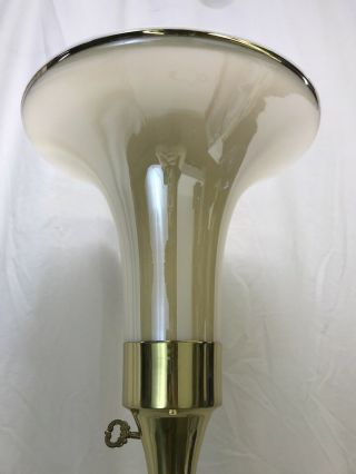 Vtg Glass Torchiere Floor Lamp Art Deco Mid Century Modern Gold 
