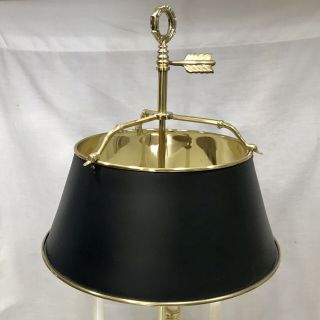 Vintage Empire Style Brass Swans Bouillotte LAMP Adjustable Metal Tole Shade 2