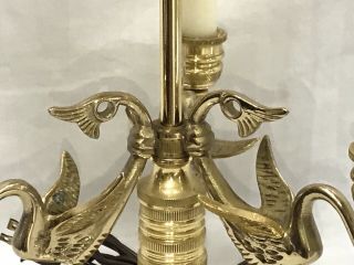 Vintage Empire Style Brass Swans Bouillotte LAMP Adjustable Metal Tole Shade 4