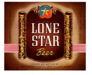 1950s Lone Star Brewing Co,  San Antonio,  Texas Lone Star Beer Label