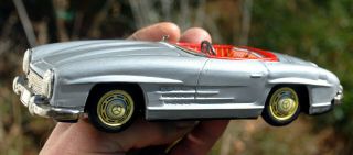 Vintage 1960s Bandai Japan Tin Friction Mercedes 300sl Sports Car Convertible