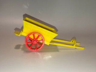 Vintage Plastic & Metal Toy - Yellow Cart With Harness To Be Pulled By A Horse