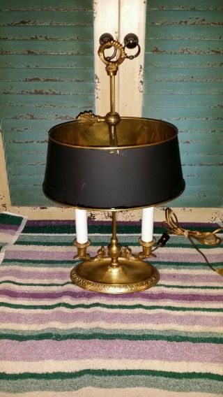 Frederick Cooper Brass Bouillotte Lamp,  Metal Shade.