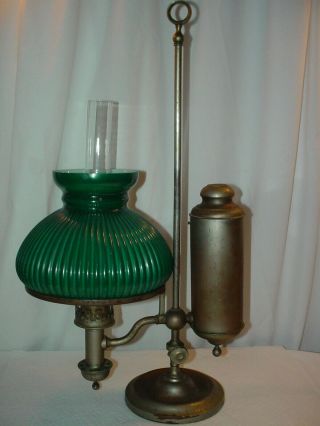 Student Oil Desk Lamp Adjustable Brass W/ Green Shade St.  Germain Kleeman -