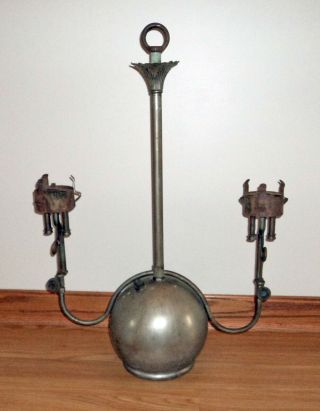 1919 Coleman Quick Lite Chandelier Double Hanging Gas Lamp W/pump & Wrench
