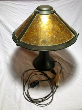 Vintage Mica & Copper Small 15 " Trumpet Table Lamp By Mica Company - Exc