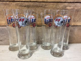 Set Of 6 Pilsner Glasses : Miller Lite Tampa Bay Buccaneers Nfl Football Team