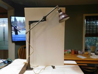 Vintage Industrial Oc White Desk Task Lamp Light Wall Bench Mount Machinist
