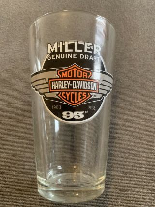 Miller Mgd,  Harley Davidson Motorcycles 1903 - 1998 95th Pint Beer Glass