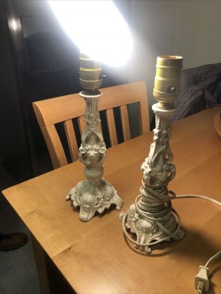 2 Vintage Shabby Chic Metal Lamps