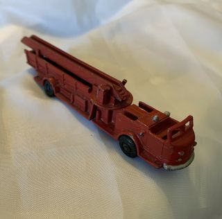 Vintage Cast Iron Fire Engine Ladder Truck 6” Red