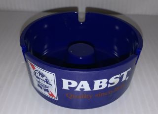 Pabst Blue Ribbon Beer Ashtray - Blue Plastic